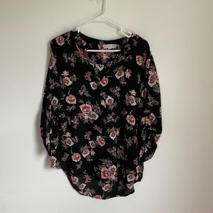 Black floral blouse